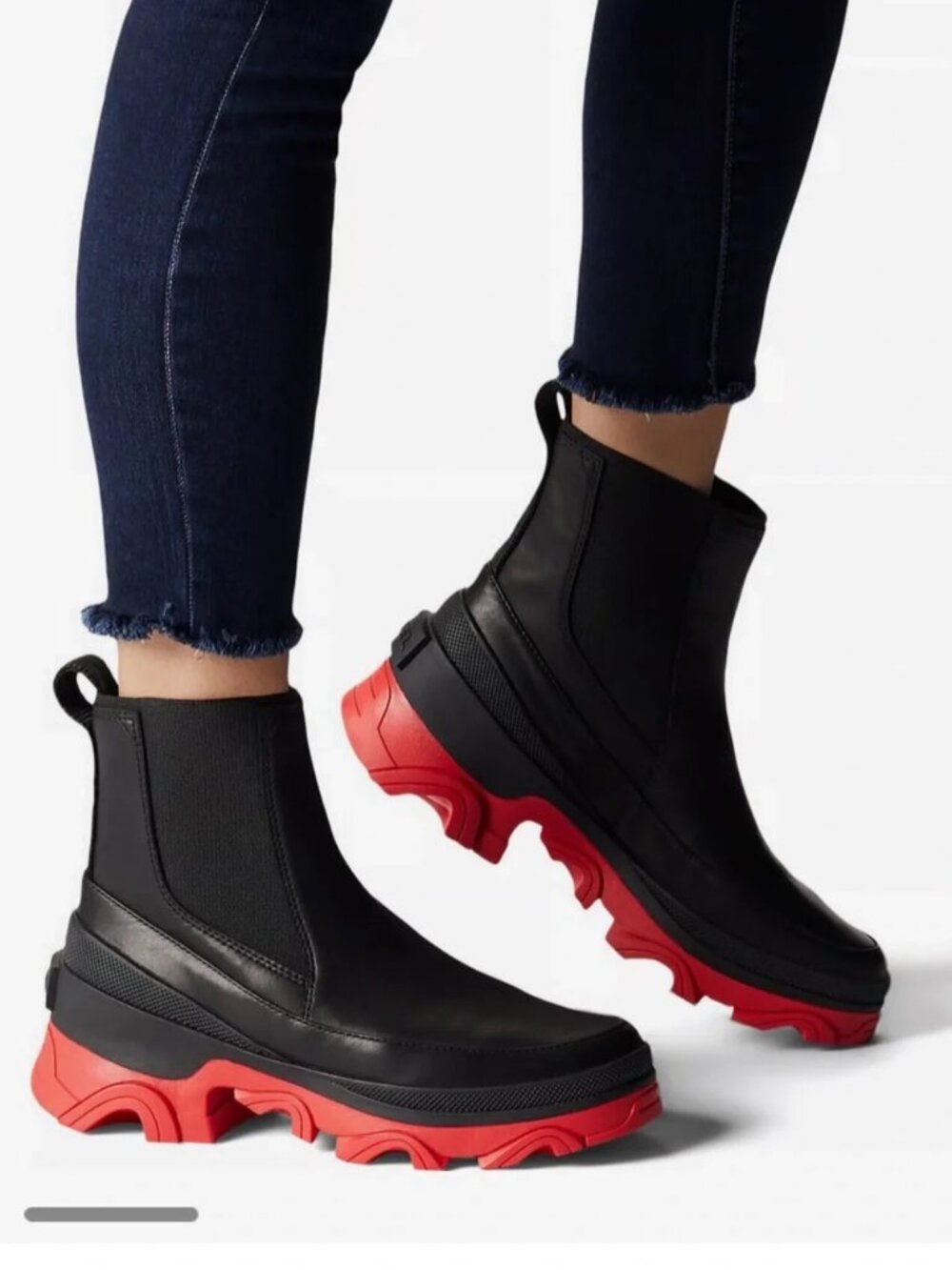 Sorel Brex Chelsea Waterproof Boots Chunky Black Red